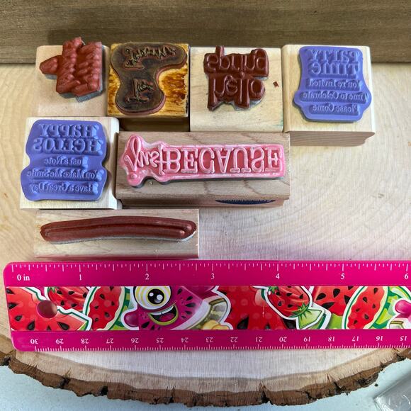 Rubber Stamp Various Phrases Lot - Picture 3 of 3